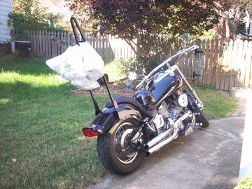 Groceries on Mike`s sissybar