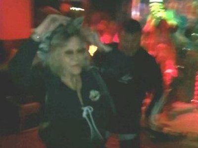 Steve doin` his //scare off a skank// chicken dance
