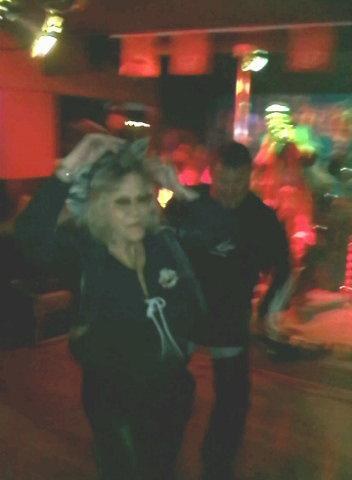 Steve doin` his //scare off a skank// chicken dance